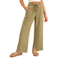 thumbnail image 1 of Oiyii Girls High Rise Wide Leg Pants Summer Cotton Linen Elastic Waisted Pants, Sizes 5-14, 1 of 8
