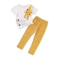 thumbnail image 1 of Oiyii Girls Outfits Cat Print Short Sleeve Round Neck T-Shirt Leggings Sets, Sizes 3-14, 1 of 3