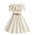 thumbnail image 1 of Oiyii Girls Summer Outfit Sets Ruffles Camisole Belt A-Line Skirt Set, Sizes 7-12, 1 of 5