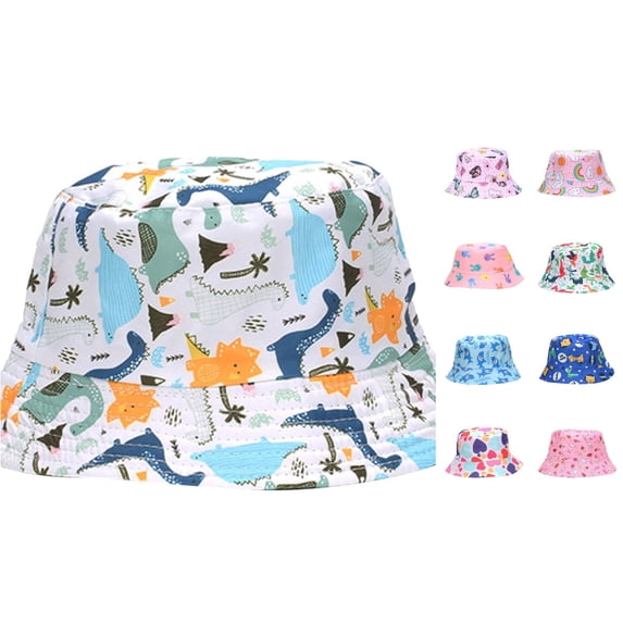 Oiyii Infant Boy’S Outdoor‑Focused Sun Hats Jungle‑Animal‑Printed Bucket Hats, Light Gray