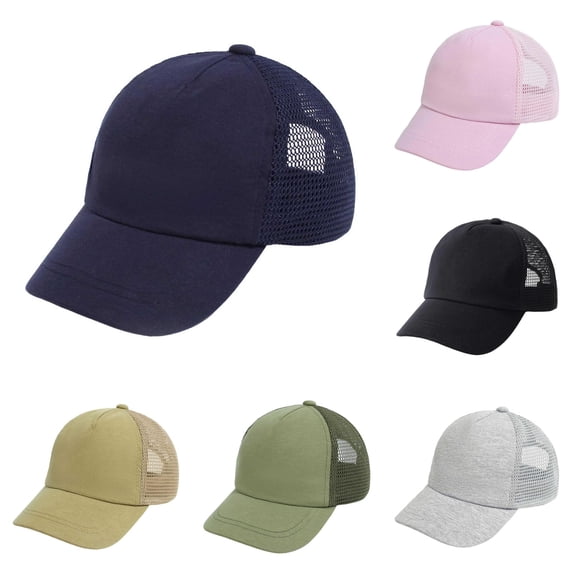 Oiyii Infant Boys Mesh‑Back Trucker Cap Solid Outdoor Baseball Hat Sun‑Protection Headwear, Navy