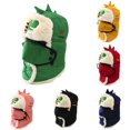 thumbnail image 1 of Oiyii Infant Boys Plush Bomber Hats Dinosaur‑Embroidered Beanies, Green, 1 of 4
