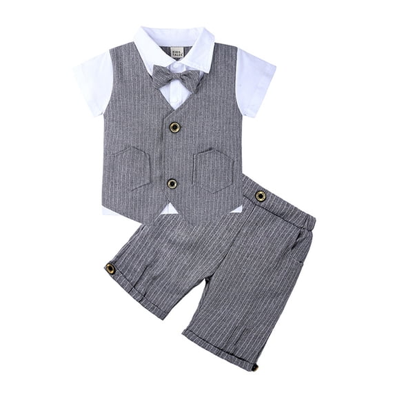 Oiyii Infant Boys Short Sleeve Dress Shirt Shorts Wedding Party Formal Suit, Sizes 12-24 Months