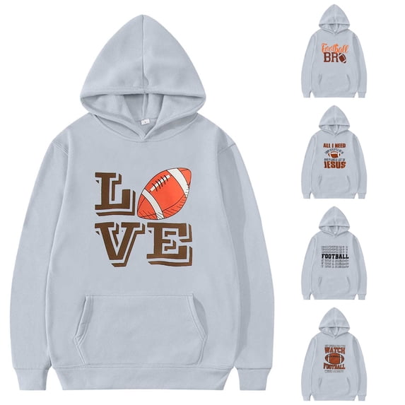 Oiyii Boys' Slogan Pullover Hoodie Football Print Long Sleeve Casual Hooded Sweatshirt Leisure Pullover Top,GY4