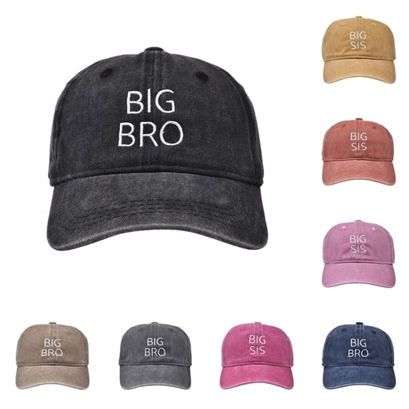 Oiyii Infant Boys Vintage Baseball Caps Big‑Bro Embroidered Casual Baseball Hats, Black