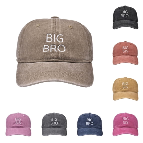Oiyii Infant Boys Vintage Baseball Caps Big‑Bro Embroidered Casual Baseball Hats, Khaki