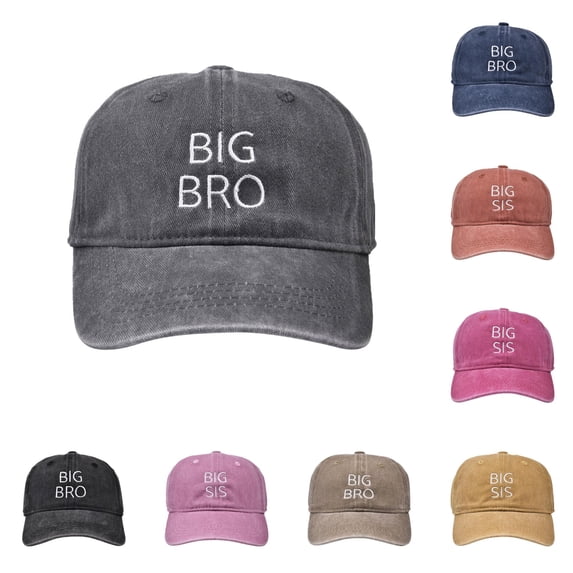 Oiyii Infant Boys Vintage Baseball Caps Big‑Bro Embroidered Casual Baseball Hats, Light Gray