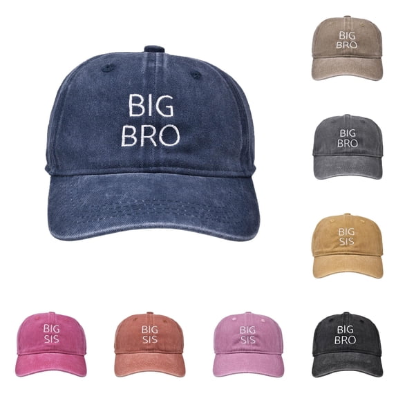 Oiyii Infant Boys Vintage Baseball Caps Big‑Bro Embroidered Casual Baseball Hats, Navy