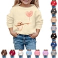 thumbnail image 1 of Oiyii Girl's Puppy Heart Balloon Cartoon Graphic Sweatshirt Long Sleeve Crew Neck Printed Sweatshirts Daily Casual Pullover Top,Beige, 1 of 4