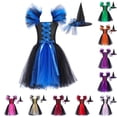 thumbnail image 1 of Oiyii Infant Girl's Ruffle Sleeve Lace-Up Tutu Gown Solid Square Neck Dresses Summer Halloween Witch Party Skirts,J, 1 of 6