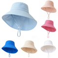 thumbnail image 1 of Oiyii Infant Girls Adjustable Bucket Hats Solid Chin‑Cord Outdoor Sun Hats, Light Blue, 1 of 4