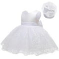 thumbnail image 1 of Oiyii Infant Girls Lace Bow Backless Princess Dress Wedding Party Puffy Dress with Headband, Sizes 18-24 Months, 1 of 3