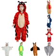 thumbnail image 1 of Oiyii Kid's Fluffy Bat Character Jumpsuit Long Sleeve Hooded Halloween Romper Holiday Bodysuit,Red, 1 of 8