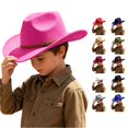 thumbnail image 1 of Oiyii Little Boys Classic Cow Boy Hats Leather‑Banded Western Cow Girl Hats, Hot Pink, 1 of 4