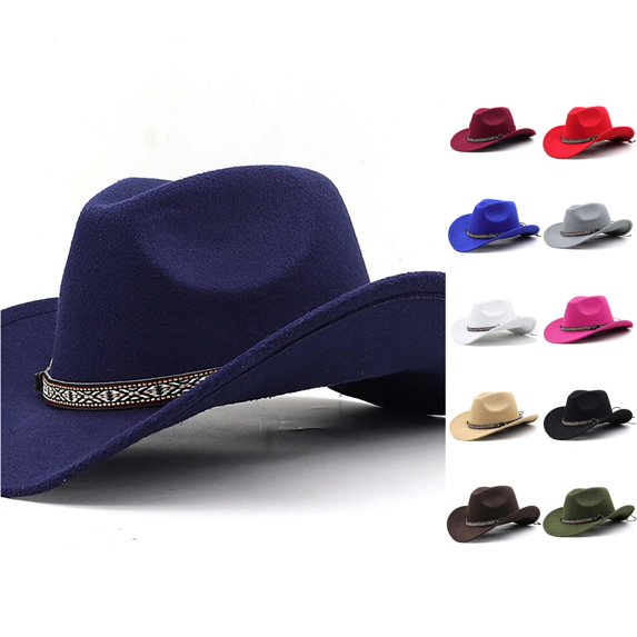 Oiyii Little Boys Classic Cow Boy Hats Woven Band Outdoor Western Cow Girl Hats, Navy