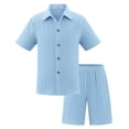 thumbnail image 1 of Oiyii Little Boys Outfits Solid Short Sleeve Button-Down Shirt Shorts Set, Sizes 5-14, 1 of 3
