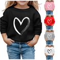 thumbnail image 1 of Oiyii Little Girl's Minimal Graphic Sweatshirt Long Sleeve Hand Drawn Heart Outline Print Everyday Casual Pullover Top,Black, 1 of 4