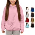 thumbnail image 1 of Oiyii Little Girl's Solid Basic Hoodie Sweatshirt Long Sleeve Casual Hooded Sweatshirt Daily Pullover Top,Pink, 1 of 6