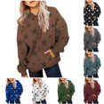 thumbnail image 1 of Oiyii Little Girls Star Allover Print Hoodie Long Sleeve Printed Casual Hooded Sweatshirt Oversize Pullover Top,Coffee, 1 of 5