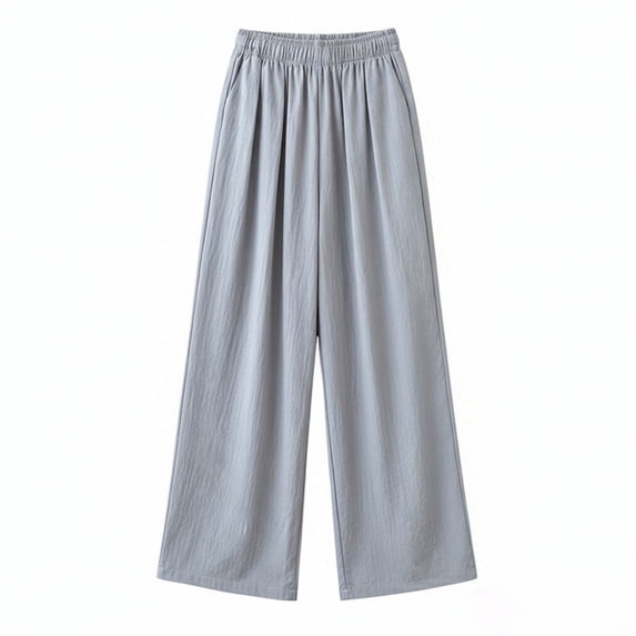 Oiyii Little Girls Wide Leg Pants Solid Color Elastic Waist Crinkle Pull On Baggy Pants