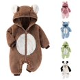 thumbnail image 1 of Oiyii Newborn Boy Hooded Romper Panda Fleece Long Sleeve Jumpsuit Everyday Bodysuit, 1 of 4