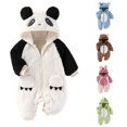 thumbnail image 1 of Oiyii Newborn Boy Hooded Romper Panda Fleece Long Sleeve Jumpsuit Everyday Bodysuit, 1 of 7