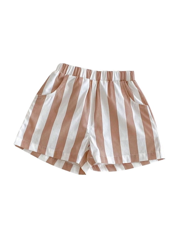 Newborn Boys Casual Striped Shorts Summer Lightweight Cotton Soft Pull On Shorts