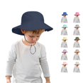 thumbnail image 1 of Oiyii Newborn Boys Chin‑Strap Bucket Hat Solid Caps Outdoor Headwear Fishman Cap, Navy, 1 of 4