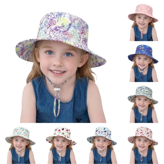 Oiyii Newborn Girl’S Beach‑Ready Bucket Hats Daisy‑Floral‑Printed Sun Hats, Purple