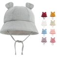 thumbnail image 1 of Oiyii Newborn Girl’S Light‑Weight Sun Hats Bear‑Ear‑Decorated Baby Bucket Hats, Grey, 1 of 4