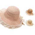 thumbnail image 1 of Oiyii Newborn Girls Breathable Sun Hats Lace‑Bow Trim Beach Bucket Hats, Pink, 1 of 7