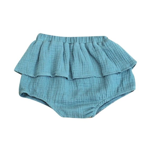 Oiyii Newborn Girls Summer Ruffle Shorts Elastic Waist Diaper Cover Pull On Bloomers