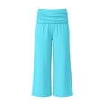 thumbnail image 1 of Oiyii Ruched High Waist Wide Leg Pants for Toddler Girls Solid Loose Casual Culottes Daily Wear Bottoms,Sky Blue, 1 of 4