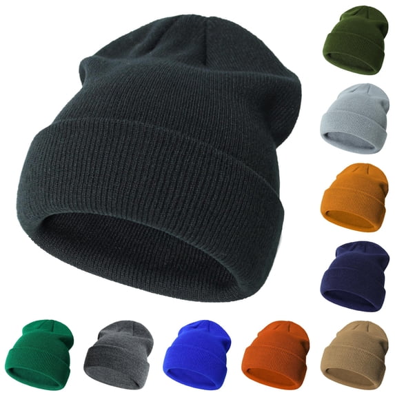 Oiyii Solid Color Beanies for Toddler Boy Cozy Knit Bucket Hats Warm Fall Winter Cap, Black