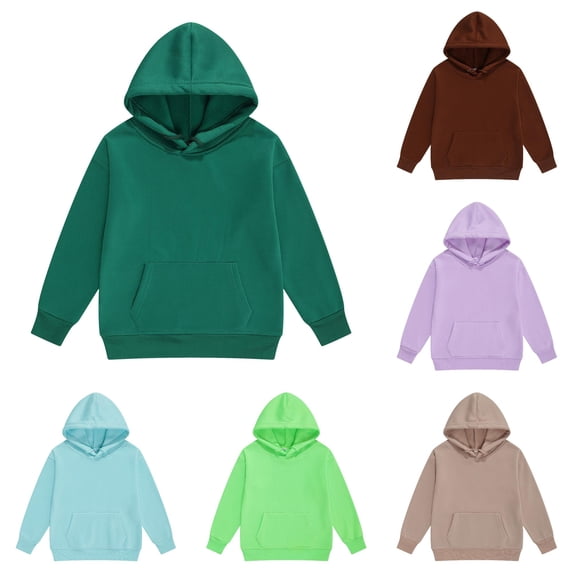Oiyii Solid Hoodie for Little Girl Soft Crew Neck Long Sleeve Daily Hoodie Sweatshirt Pullover Top,Green