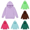 thumbnail image 1 of Oiyii Solid Hoodie for Little Girl Soft Crew Neck Long Sleeve Daily Hoodie Sweatshirt Pullover Top,Purple, 1 of 5