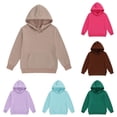 thumbnail image 1 of Oiyii Solid Hoodie for Toddler Girl Soft Crew Neck Long Sleeve Daily Hoodie Sweatshirt Pullover Top,Khaki, 1 of 5