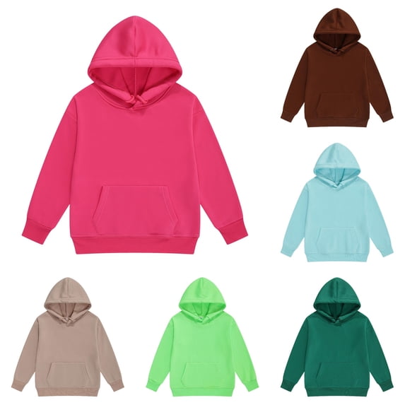 Oiyii Solid Hoodie for Toddler Girl Soft Crew Neck Long Sleeve Daily Hoodie Sweatshirt Pullover Top,Red