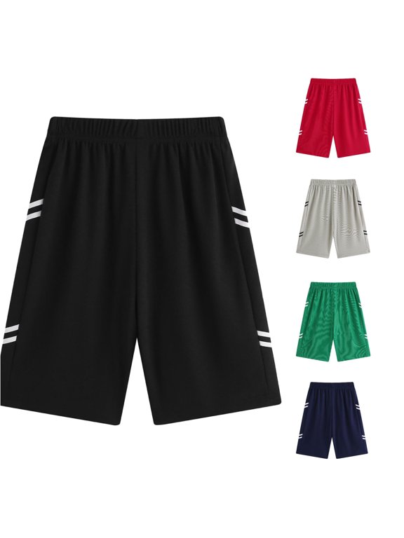 Boy's Side Stripe Athletic Shorts Solid Basketball Shorts Active Bottoms