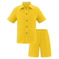 thumbnail image 1 of Oiyii Teen Boys Outfits Solid Short Sleeve Button-Down Shirt Shorts Set, Sizes 5-14, 1 of 3