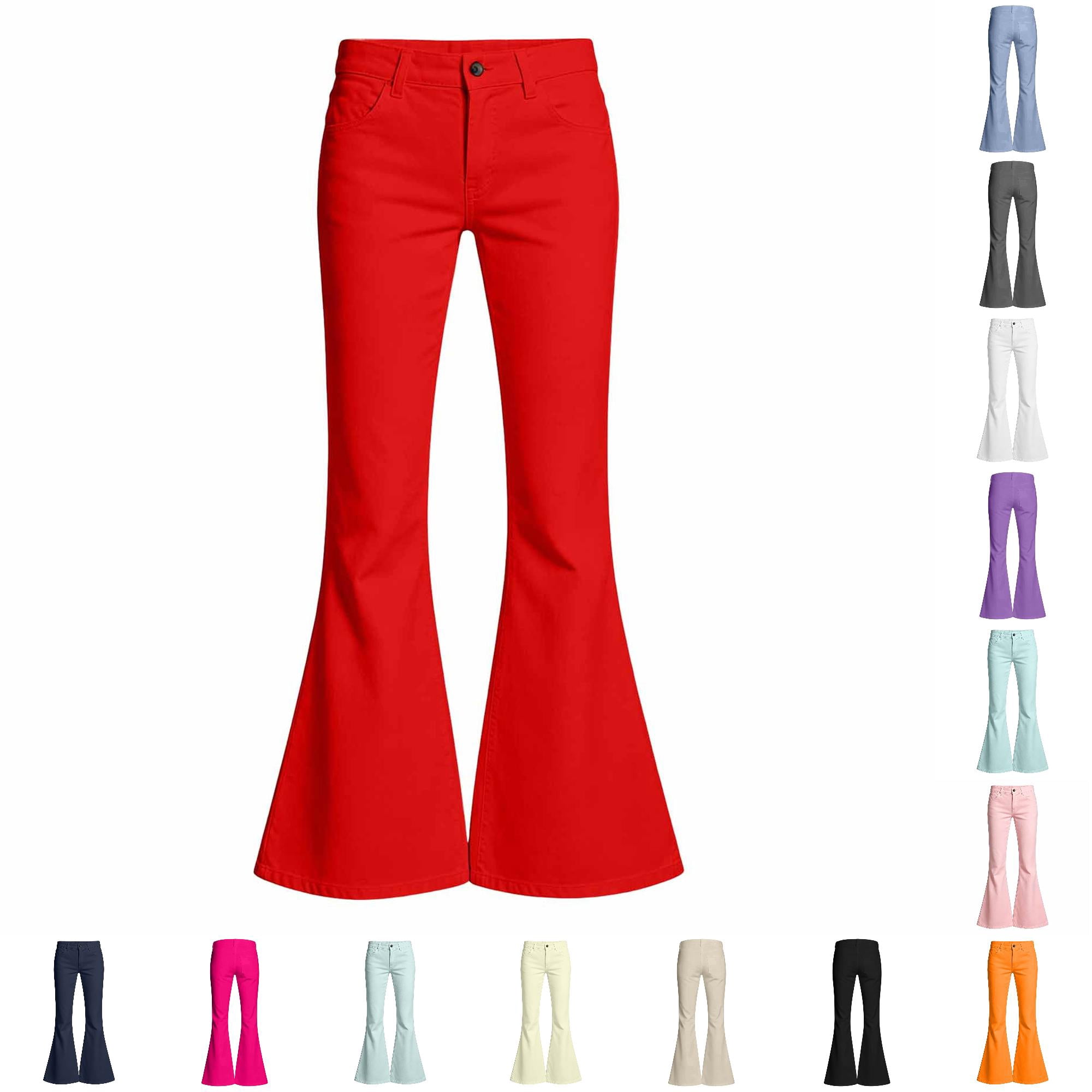 Oiyii Girl's High Rise Flare Denim Jeans Solid Bell Bottom Trousers ...