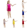 thumbnail image 1 of Oiyii Girl's Textured Shine Summer Halloween Mini Dress One Shoulder Solid Slim Skirts,Hot Pink, 1 of 4