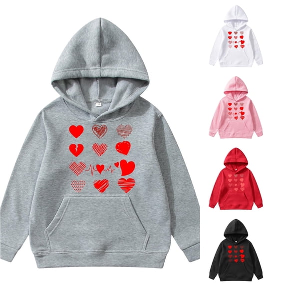 Oiyii Teen Girls Graphic Hoodie Long Sleeve Printed Casual Hooded Sweatshirt With Pocket Classic Pullover Top,Grey
