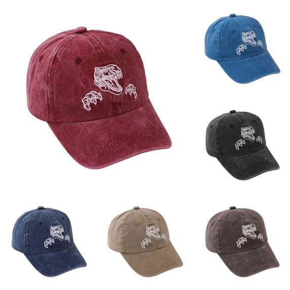 Oiyii Toddler Boy’S Baseball Caps Dinosaur‑Embroidered Casual Daily Baseball Hats, Red