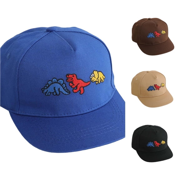 Oiyii Toddler Boy’S Play‑Oriented Baseball Caps Multi‑Dinosaur‑Embroidered Baseball Hats, Blue