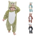 thumbnail image 1 of Oiyii Toddler Boy's Halloween Plush Chipmunk Clothes Set Zip Up Hooded Long Sleeve Jumpsuit Holiday Bodysuit Infant Baby Outfit,Light Green, 1 of 7