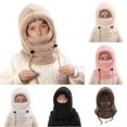 thumbnail image 1 of Oiyii Toddler Boy's Plush Beanies Drawstring‑Adjust Bomber Hats, Khaki, 1 of 6