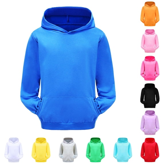 Oiyii Toddler Boy's Solid Hooded Sweatshirt Long Sleeve Blank Pullover Friendly Hoodie,Dark Blue