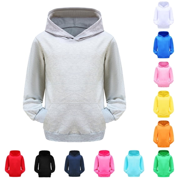 Oiyii Toddler Boy's Solid Hooded Sweatshirt Long Sleeve Blank Pullover Friendly Hoodie,Grey