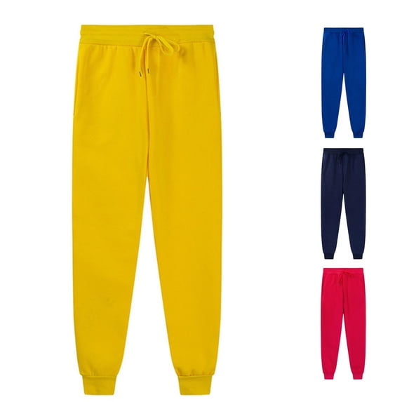 Oiyii Toddler Boy's Stretchy Waist Jogger Pants Solid Athletic Sweatpants Everyday Active Pants,Yellow